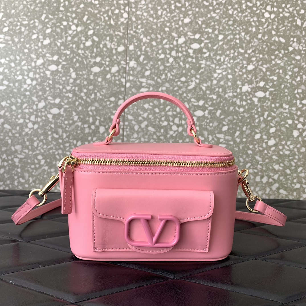 Valentino Garavani Loco Mini Box Bag in Pink Calfskin Leather